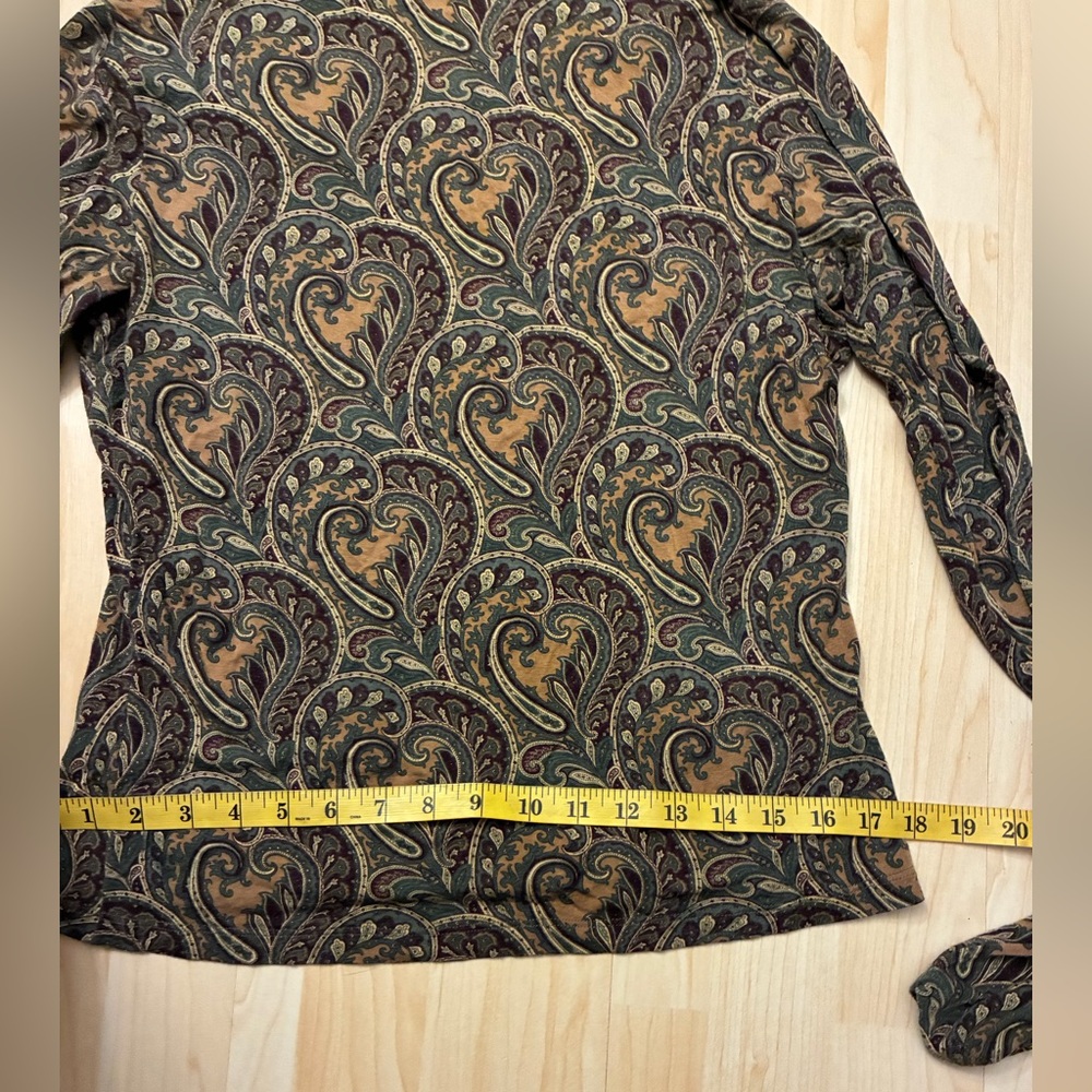Les Copains Paisley Long-Sleeve V neck Slim Fit Top in Brown - Picture 4 of 12